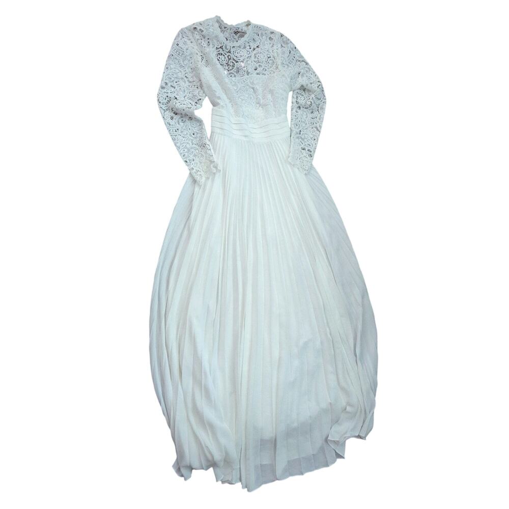REISS Hazel Lace Top Pleated Dress NWT - Picture 8 of 8